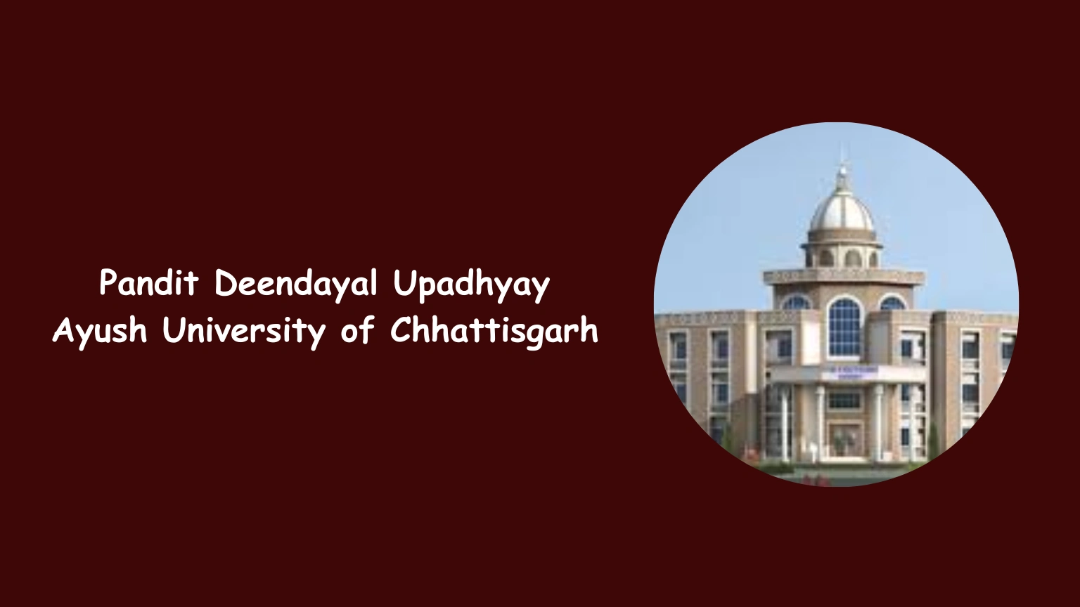 Pandit Deendayal Upadhyay Ayush University of Chhattisgarh